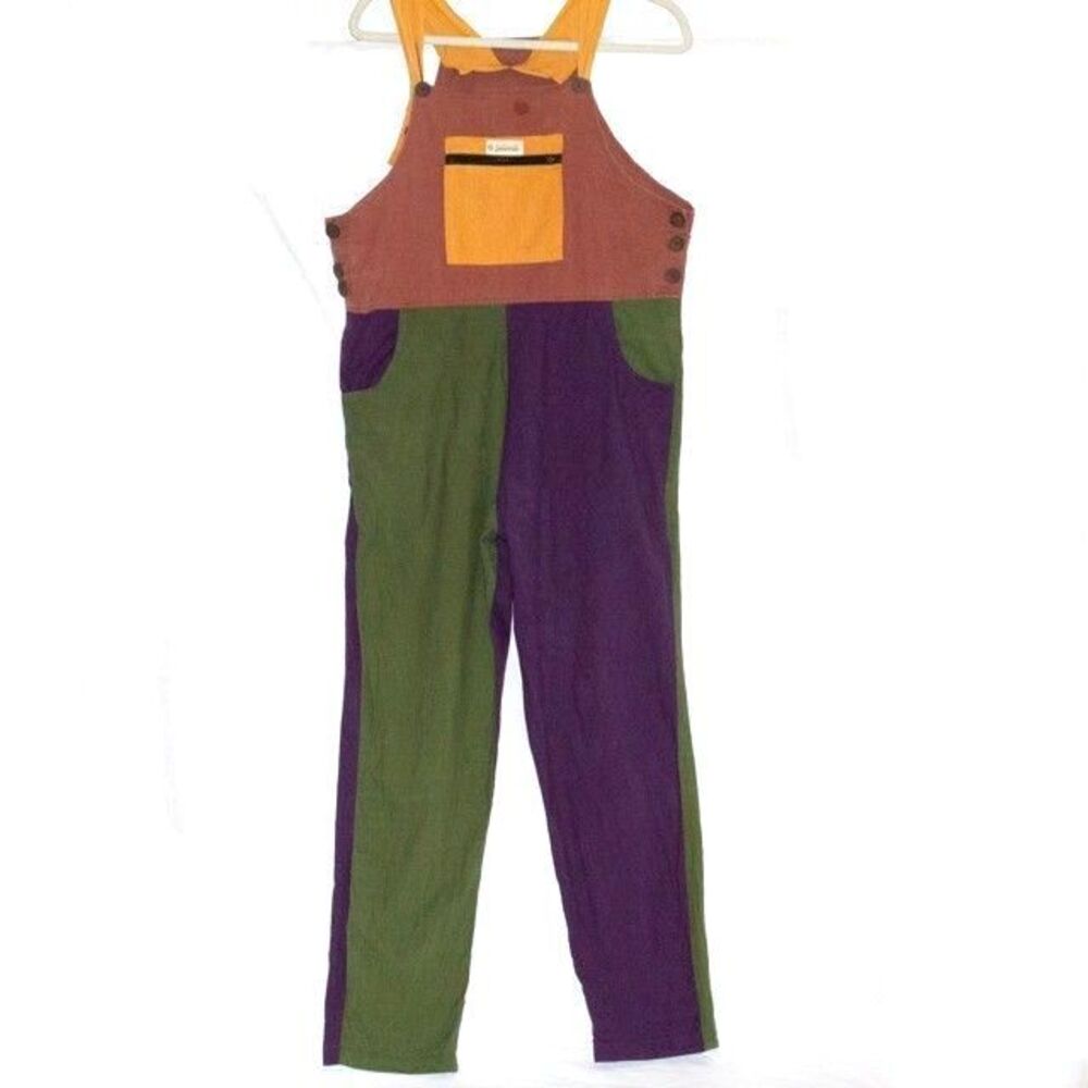 Jackfruit Boho Festival Coco Dungaree Overall Patchwork Maxi Jumpsuit M/L